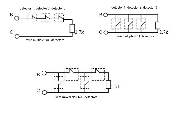 wire multiple detectors to one zone